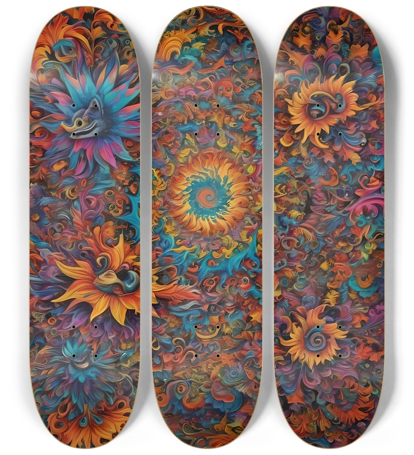Abstract Flower Pattern 0009 8K 3 Deck Wall Series