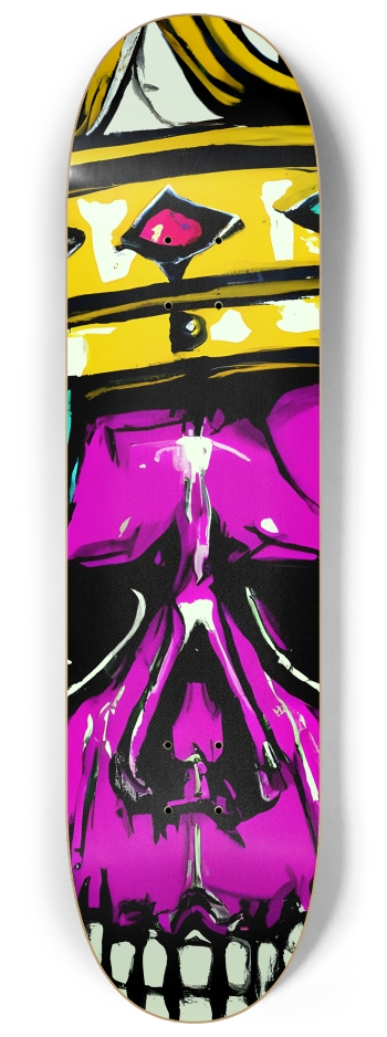 Colorful Neon King's Skull 0001 8K #2 8-1/4 Skateboard Deck
