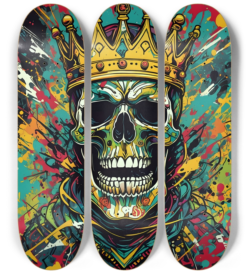 Colorful Splatter Art King's Skull 0001 8K