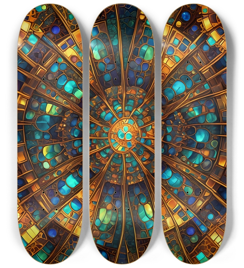 Abstract Mosaic Tile Art 0001 8K 3 Deck Wall Series