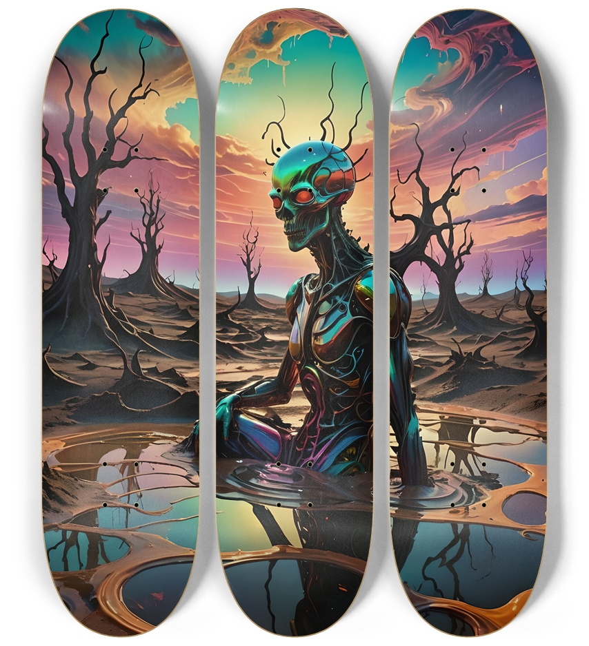 Cybernetic Wasteland 0001 8K 3 Deck Wall Series