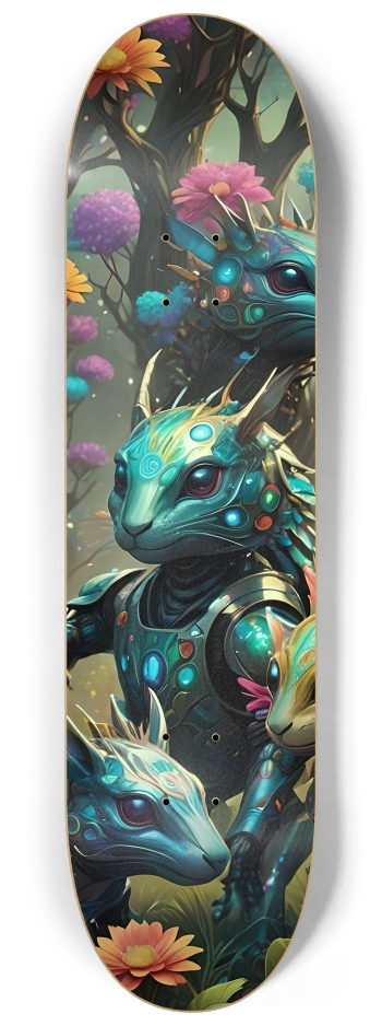 Colorful Cyber Critters 0001 8K #2 8-1/4 Skateboard Deck