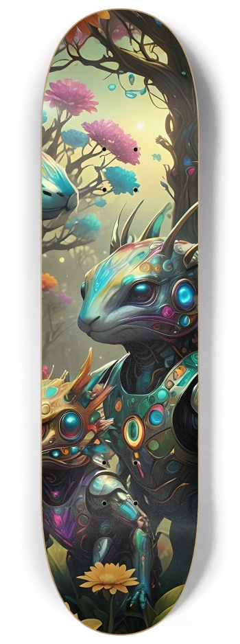 Colorful Cyber Critters 0001 8K #3 8-1/4 Skateboard Deck