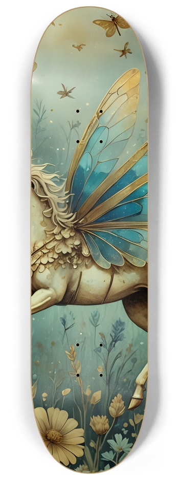 Dragonfly Unicorn and Flowers 0001 8K #2 8-1/4 Skateboard Deck