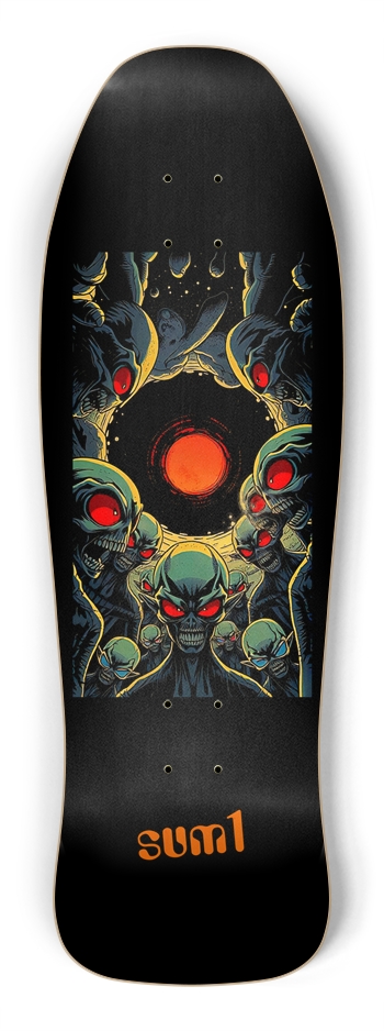 sum1sk8boards aliens black hole shredder shape board Shredder Shape