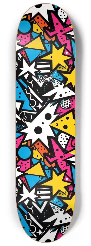 Urban 80s Stars - Custom Popsicle Abstract Urban Modern Graffiti Vivid Color 8-1/4 Skateboard Deck