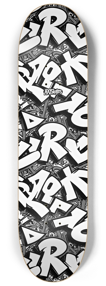 Urban Gibberish White - Custom Popsicle Urban Graffiti Style Black and White 8-1/4 Skateboard Deck
