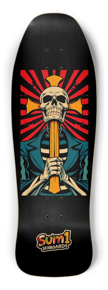 sum1sk8boards skull & cross old school shape shredder skateboard 