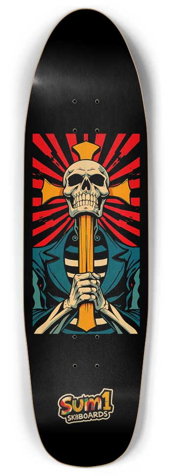sum1sk8boards skull & cross punk nose pool skateboard Punk Nose Shape