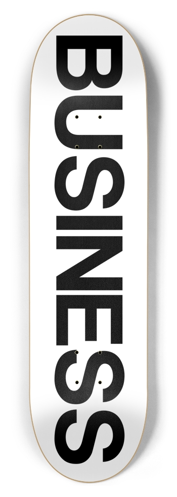 White "Business" Logo 8-1/2 Skateboard Deck