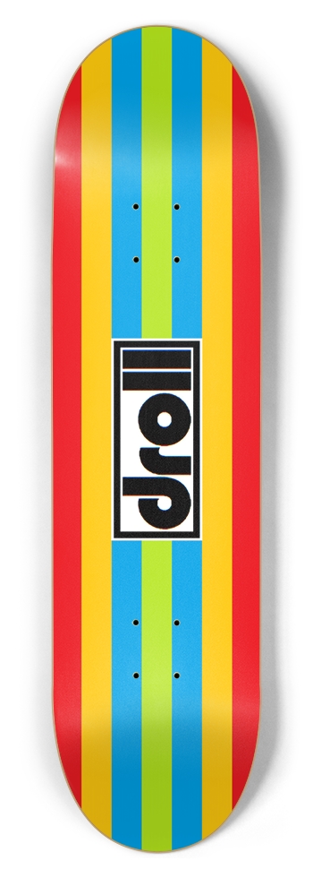 classic stripes spring green, lantern blue, sunburst yellow, red 8-1/2 Skateboard Deck