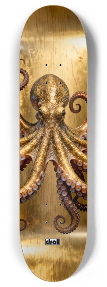 golden octopus on gold 8 Inch Skateboard Deck