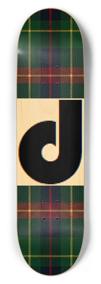 d logo tartan green 8-1/2 Skateboard Deck
