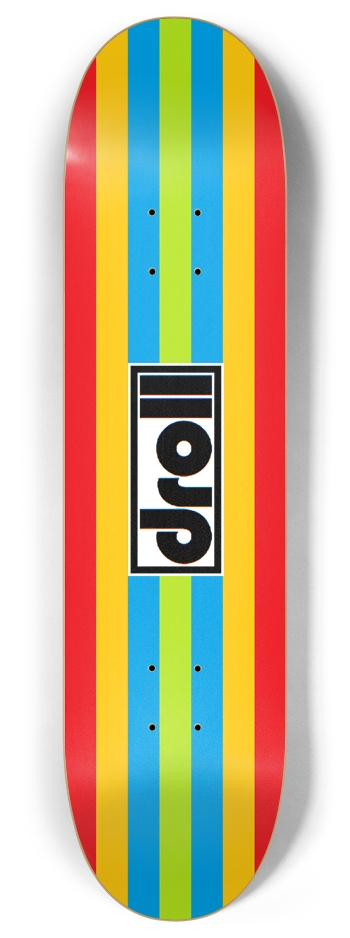 classic stripes spring green, lantern blue, sunburst yellow, red 8 Inch Skateboard Deck