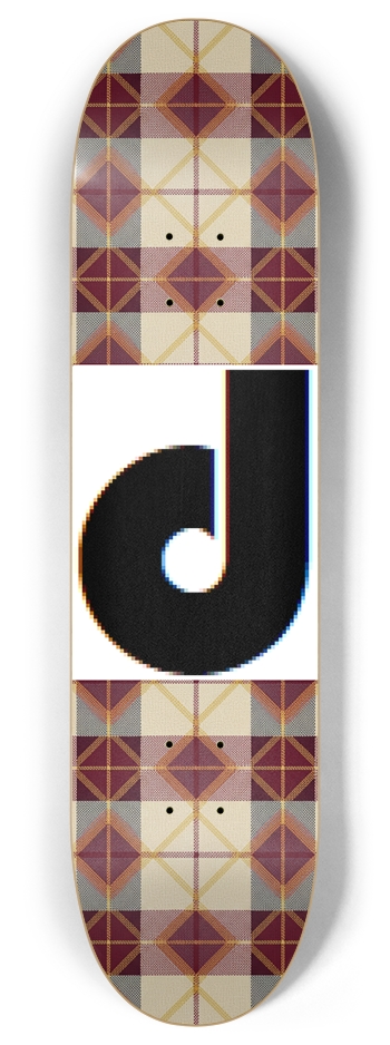 d logo tartan crimson, beige, mustard 8 Inch Skateboard Deck
