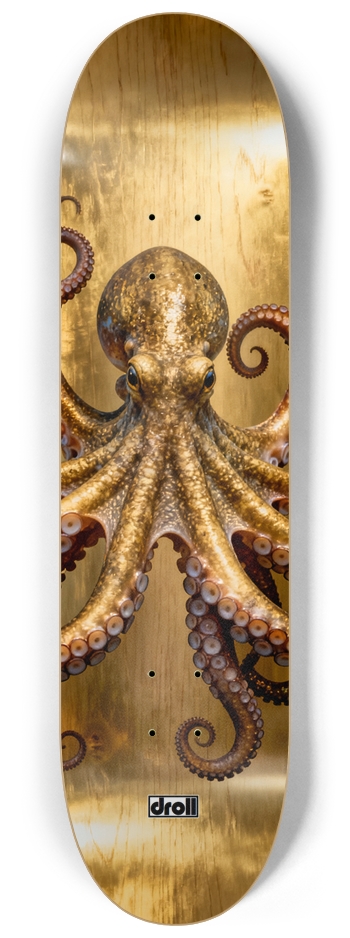 golden octopus on gold 8-1/4 Skateboard Deck
