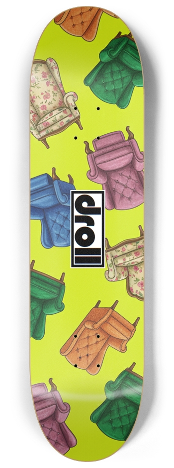 chairs on neon yellow 8-1/4 Skateboard Deck