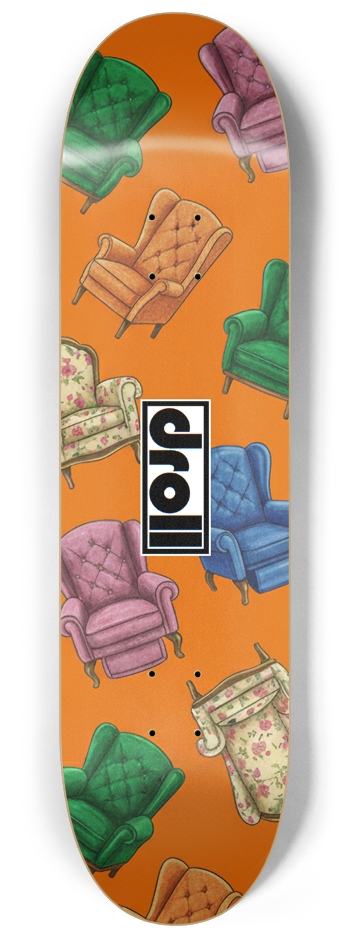 chairs on orange 8-1/4 Skateboard Deck