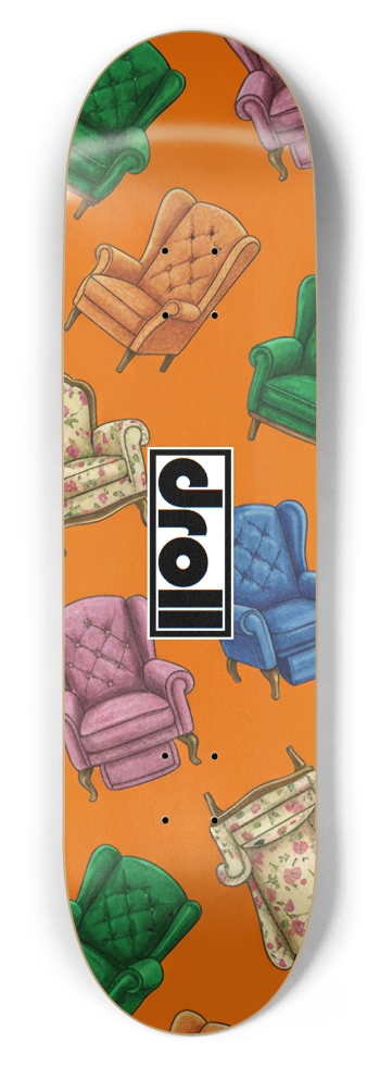chairs on orange 8-1/2 Skateboard Deck
