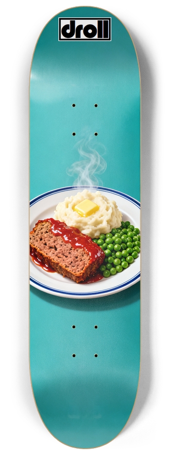 meatloaf dinner on aquamarine 8-1/4 Skateboard Deck