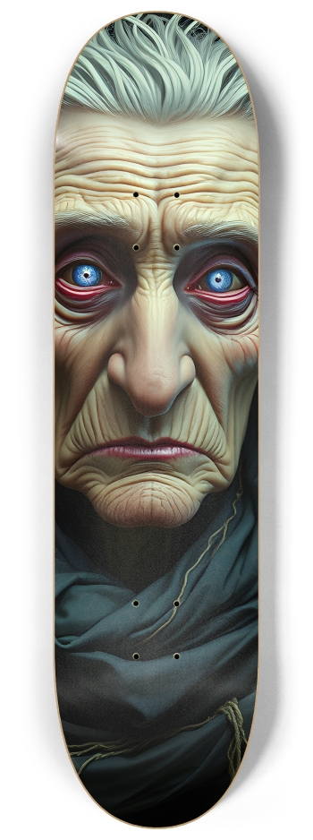 Elderly Newage Woman with Glowing Crystal 0001 8K #2 8-1/4 Skateboard Deck