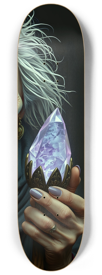 Elderly Newage Woman with Glowing Crystal 0001 8K #3 8-1/4 Skateboard Deck