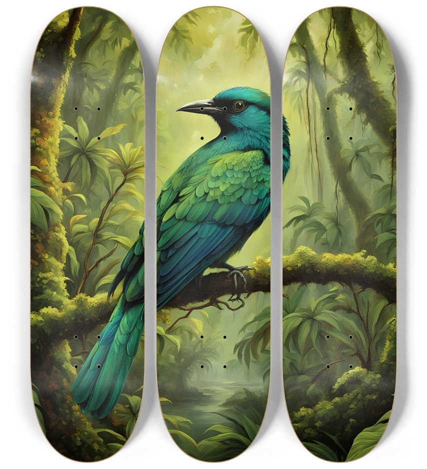 Emerald Green Bird 0001 8K 3 Deck Wall Series