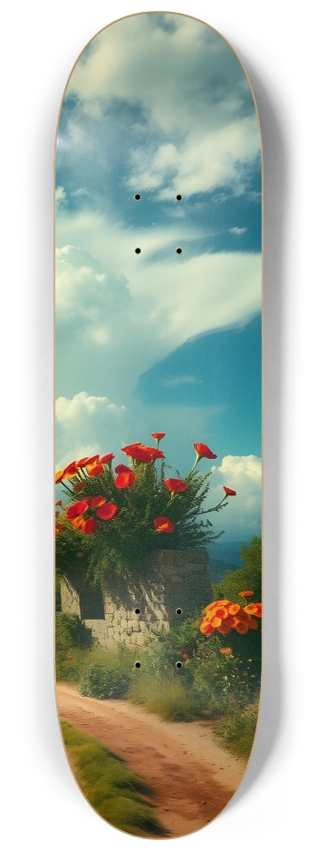 Rose Lined Country Road 0001 8K #3 8-1/4 Skateboard Deck