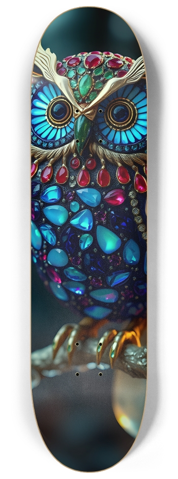 Psychedelic Bejeweled Owl 0003 8K #2 8-1/4 Skateboard Deck