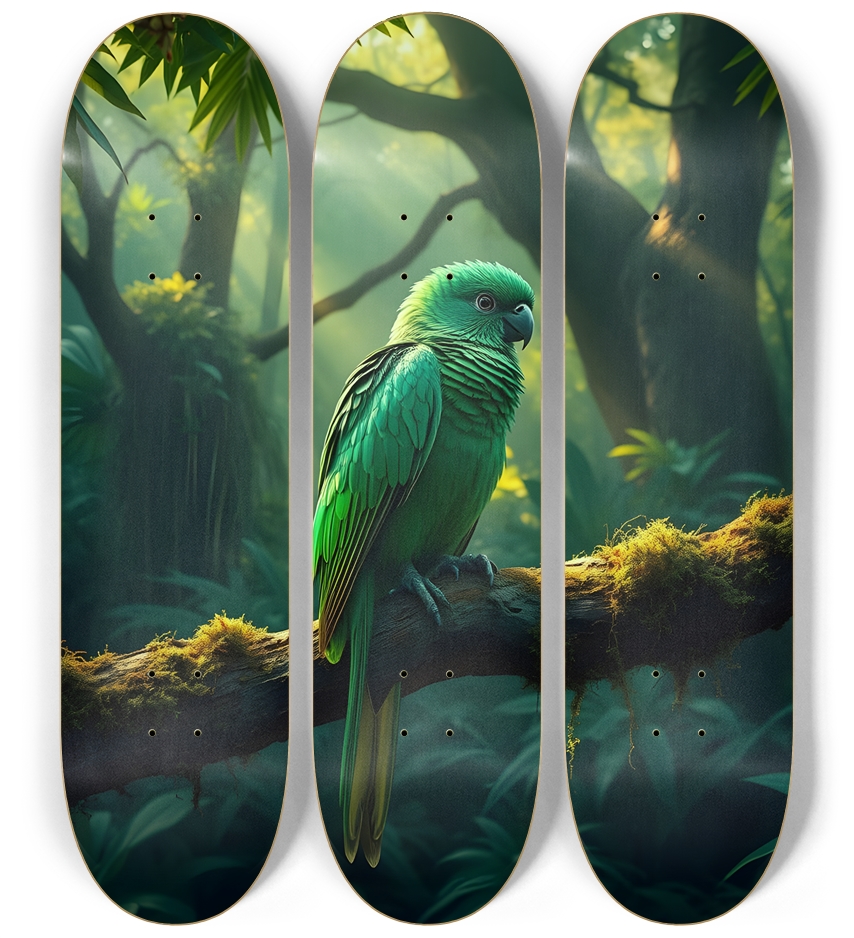 Emerald Green Bird 0003 8K 3 Deck Wall Series