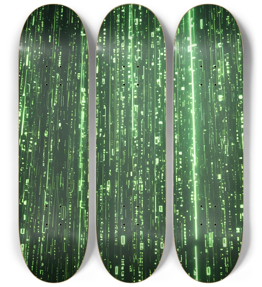 Emerald Cascading Characters 0001 8K 3 Deck Wall Series