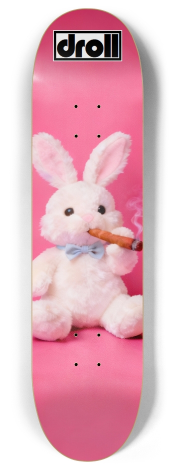 cigar bunny on pink 8 Inch Skateboard Deck