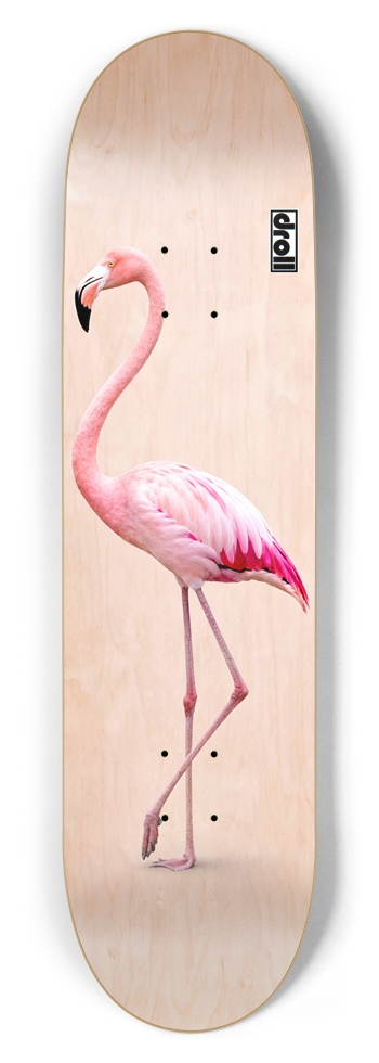 flamingo on pink woodgrain