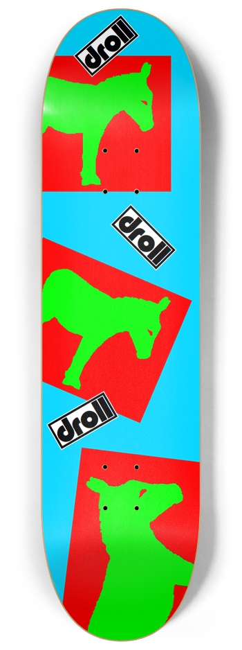 donkeys green and red on sky blue 8-1/4 Skateboard Deck