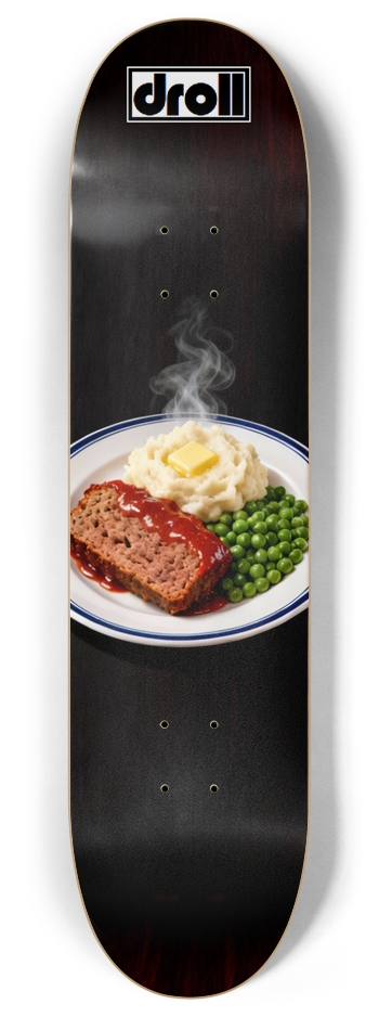 meatloaf dinner on black 8 Inch Skateboard Deck