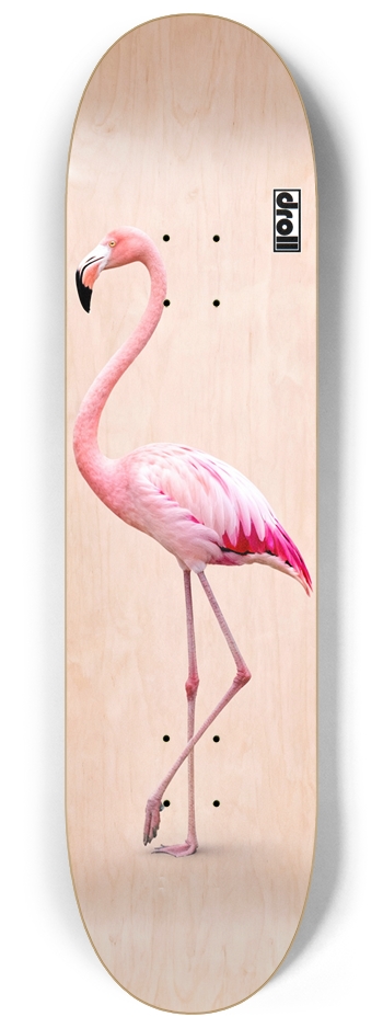 flamingo on pink woodgrain