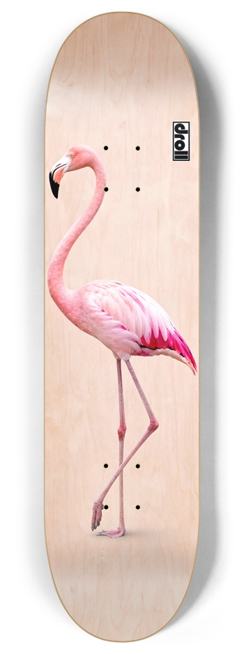 flamingo on pink woodgrain 8 Inch Skateboard Deck