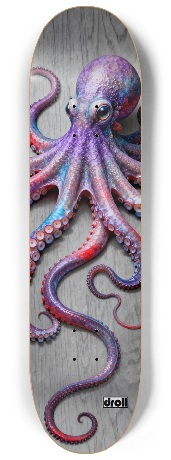 octopus on silver woodgrain