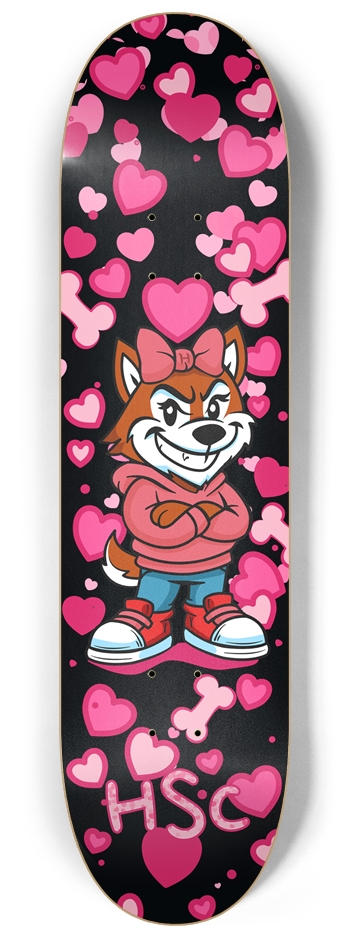Husky Mascot Girl Edition Black 8-1/4 Skateboard Deck