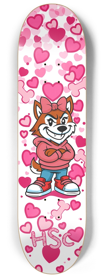 Husky Mascot Girl Edition White 8-1/4 Skateboard Deck
