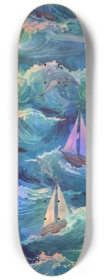 Sailing with Dolphins Skateboard Series #2 8-1/4 Skateboard Deck
