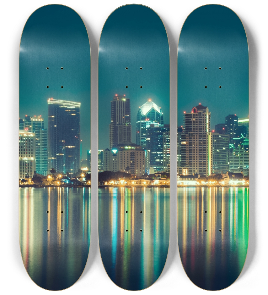 San Diego City Skateboard Series 3 Deck Wall Series