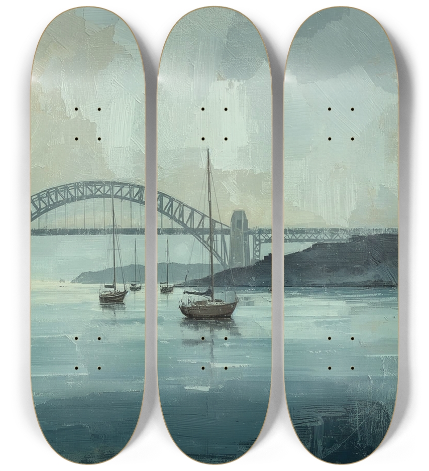 Anchored At Bay Skateboard Series 3 Deck Wall Series