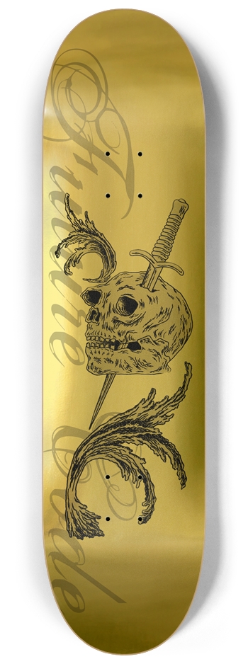 “Strike Again”  Gold Foil  8-1/4 Skateboard Deck