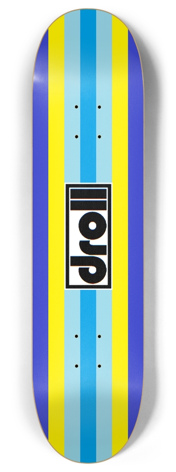 classic stripes lantern blue, powder blue, yellow, royal blue 8 Inch Skateboard Deck