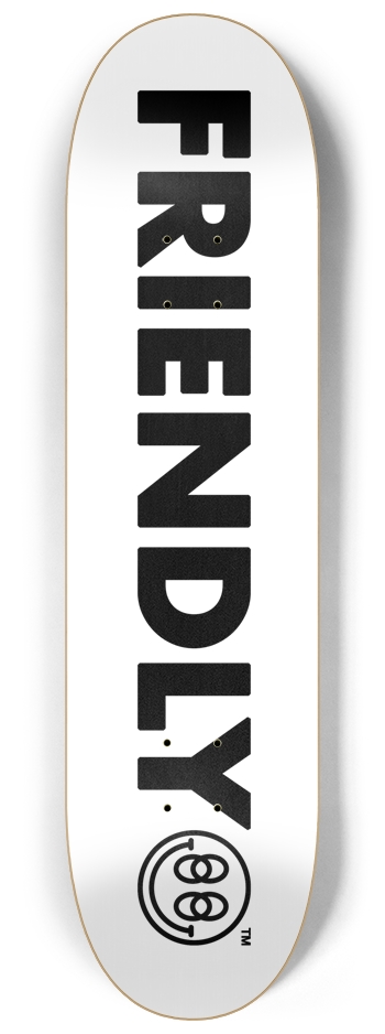FRIENDLY™ Brand Deck (White) 8-1/4 Skateboard Deck