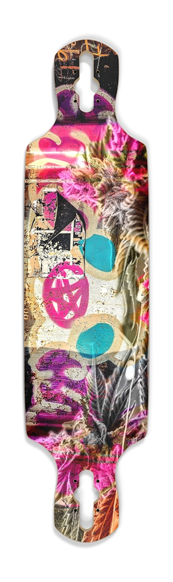 Pink greetings from the graffiti garden. Drop Through Longboard