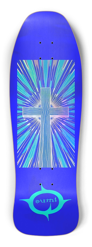 sum1sk8boards holographic cross old school shape skateboard