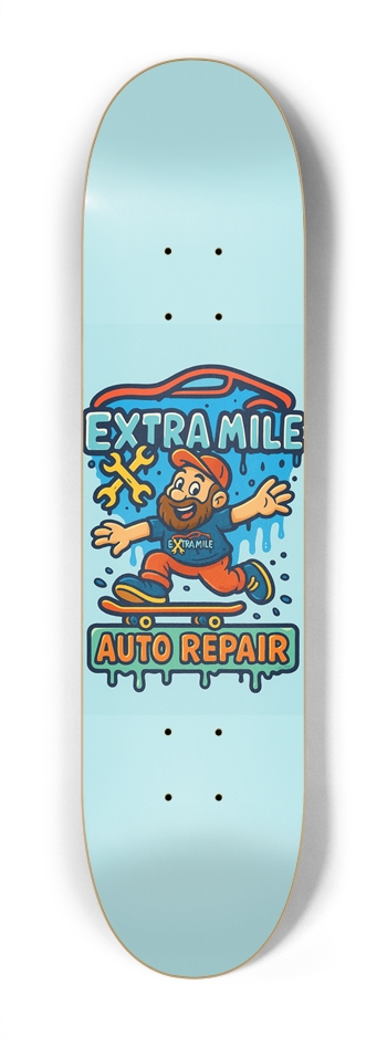 extra mile cartoon logo blue 7-1/4 Mini/Kid Skateboard