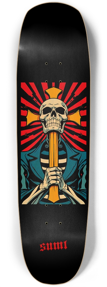 sum1sk8boards skull & cross square nose board 